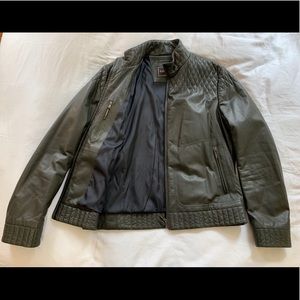 Dark green leather Canali Jacket.